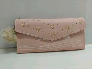 Cute Beige Wallet with Pom-Pom