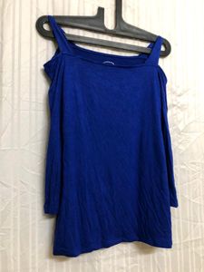 Blue Cold Shoulder Top
