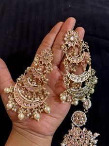 Chandbali Earrings And Mangtika New