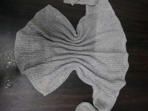 Grunge Grey Crochet Off Shoulder Sweater