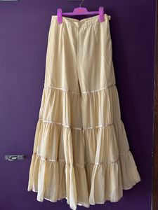 Beige Gota Tiered Sharara Pants