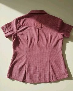 Bare Denim - Maroon Checked Western Shirt