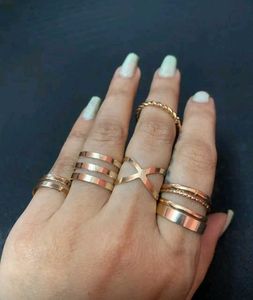 Gold Tone Ring Set - Trendy Style