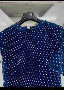 Navy Polka Dot Midi Dress