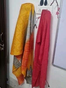Multicolor Duppta & Plain Red Scraf