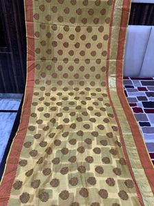 Yellow Cotton Silk Saree