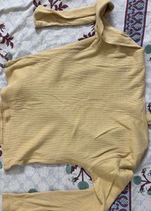 Yellow Ribbed Wrap Top