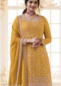 Elegant Yellow Embroidered Suit