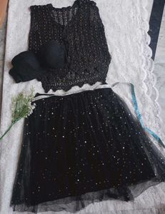 Combo Sparkly Black Skirt Set