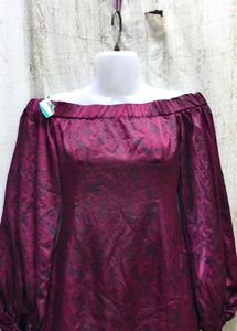 4538. Burgundy Off-Shoulder Dress