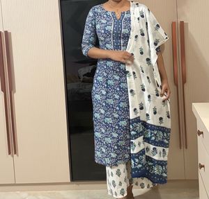 Blue Floral Kurta Set