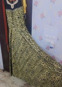 Velvet Women Gown Tiger Print