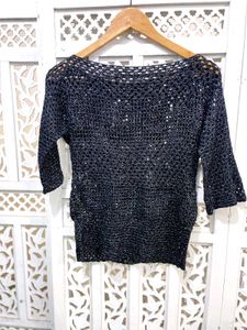 Glimmer Knit Crochet Top