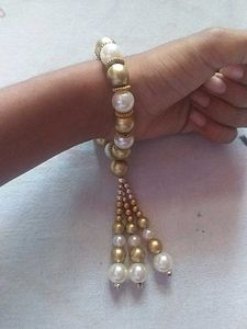 Pearl &amp; Gold Beaded Bracelet