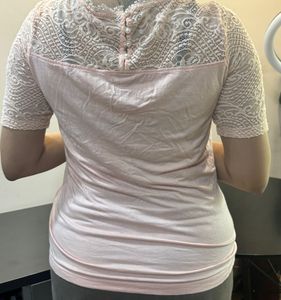 Latin Quarters(Brand )Peach Lacy See-Through Top🌸