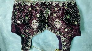 Wine  Jimmy Choo Embroidered Lehga