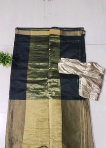 Black & Gold Tissue Saree with Blouse