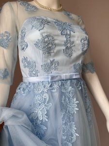 Blue Lace Embellished Luxe Gown