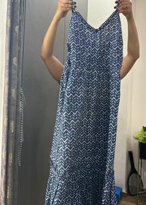 House of Pataudi Navy Blue A-Line Midi Dress