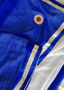 Elegant Blue & creamy Saree