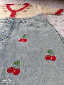 Cherry Embroidered Denim Jeans 🍒