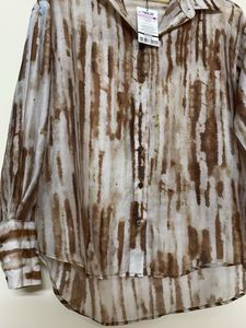 Print Shirt Brown Art Silk For Women