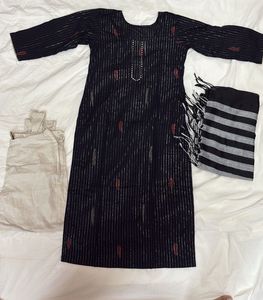 Black Zari Striped Suit Set