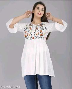 Embroidered White Tunic Top