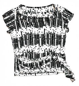 Abstract Black And White Top (with Belt + Stripes)