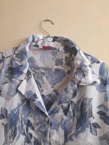 Blue Flower Print Top