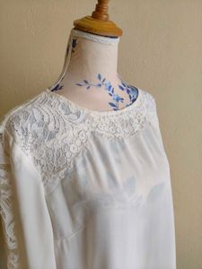 Elegant  off - White Lace Top