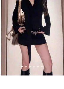 Chic Black Tie-Neck Dress