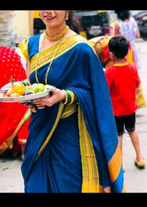 Elegant Blue Pure Irkal Saree With Blouse