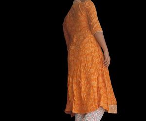 Orange Printed Kurta