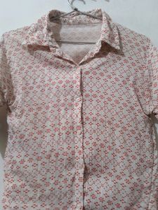 White Shirt With Orange Prints