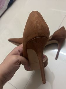 Mango Brown Suede Pointed Toe Heels