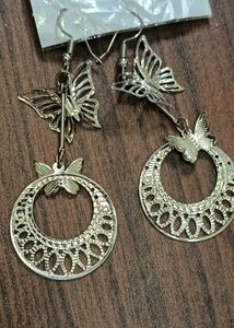 2 Pairs Of Silver Oxidized Earrings