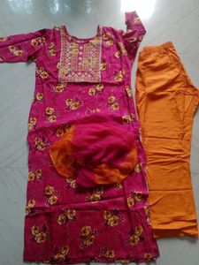 Floral Print Salwar Kameez Set,Only L Size Availab