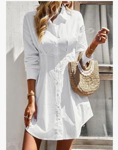 Fitted Y2k White Button-Down Mini Dress
