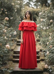Red Off-Shoulder Maxi Dress