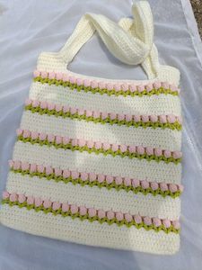 Crochet Floral Tote Bag