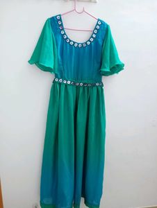 Double Colour Glass Work Gown