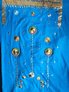 Blue Embroidered Dress Material