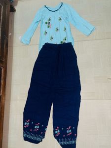 Elegant Embroidered Palazzo Kurti Set