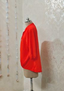 Vintage Orange Mandarin Collar Blouse
