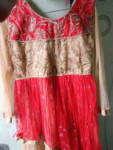 Stylish Red &amp; Gold Ethnic Dress