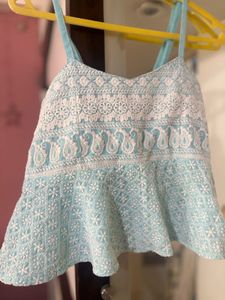 Cute Blue Embroidered Top