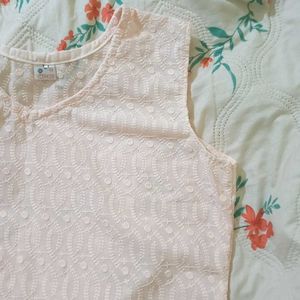 Beige Embroidered Kurti
