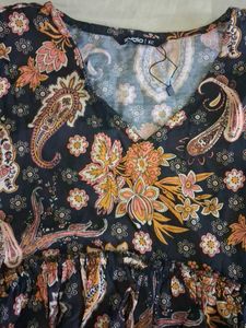 black Boho Paisley Print Dress