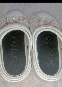 Decorated White Clogs